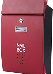 JinSui Boîtes aux Lettres Murales Moderne,Boîte aux Lettres extérieure Murale en Bordure de Route Rurale en Acier galvanisé Couvercle en métal clé de Poteau verrouillable boîte aux Lettres de b