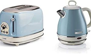 Set Grille-Pain 2 Tranches & Bouilloire Électrique en Acier Inoxydable