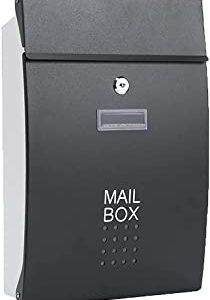 GHqY Boîte De Dépôt De Courrier, Boîte Aux Lettres en Plein Air Boîte De Dépôt De Boîte Aux Lettres Murale Noire avec Compartiment De Rangement Verrouillable pour Une Utilisation À Domicile,Noir