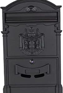 Sharplace Boîte à journaux sécurisée de style vintage avec clés Clôture de boîte aux lettres verrouillable de grande capacité ou boîte aux lettres à montage – LE NOIR
