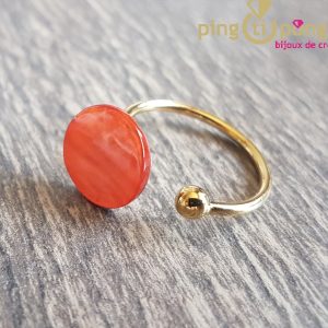 Bague or et nacre naturelle corail de La petite Sardine