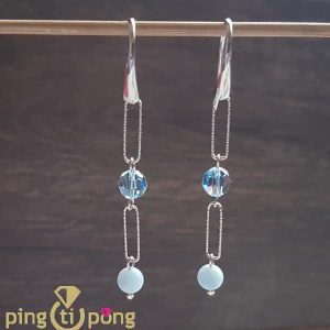 Boucles d&rsquo;oreilles argent 925 et aigue-marine naturelle de SPARK