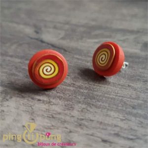 Boucles d&rsquo;oreilles Pastacuita spirale rondes orange