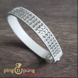 Bracelet blanc SPARK en alcantara® et cristaux autrichiens blancs