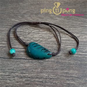 Bijoux équitables – Bracelet brillant en noix de tagua bleu turquoise – Green-Age