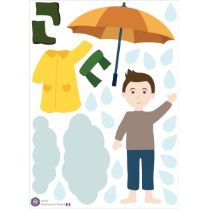 24 gommettes garçon sous la pluie