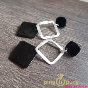 Boucles d&rsquo;oreilles en argent et nacre noire de La Petite Sardine