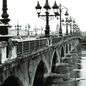 Poster Bordeaux « Pont de Pierre » en noir et blanc, 59 x 42cm