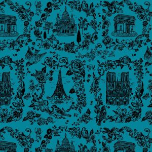 Tissu Nathalie Lété Un Printemps à Paris Bleu