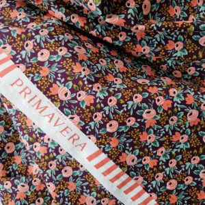 Tissu Rifle Paper Co Les Fleurs Mini Prune Rose Terracota Ocre Jaune