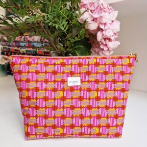 Trousse Molletonnée Quadrillée Rose Rouge Tissu Free Spirit