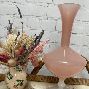 Grand vase soliflore style cruche opaline rose
