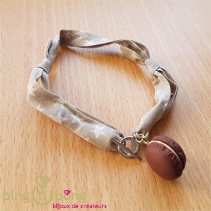 Bracelet double tour macaron marron chocolat – bijoux gourmands
