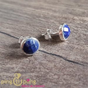 Boucles « puces » en argent et pierre naturelle : la labradorite de CANYON