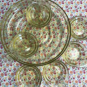 Service à fruits art déco jaune vintage